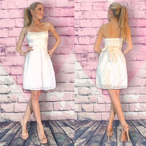 Teeze Me Dresses & Skirts - White Teeze Me Floral Lace Flared Mini Sun Dress
